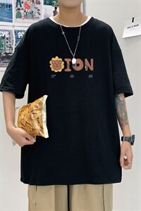 短袖男夏宽松纯棉T恤男百搭港风韩版情侣中性日系潮DT0253 P20图片