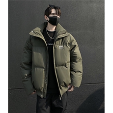 冬装新品港风PU软皮棉服刺绣logo棉衣休闲加厚外套男G1103P128，男装棉衣，电商A339