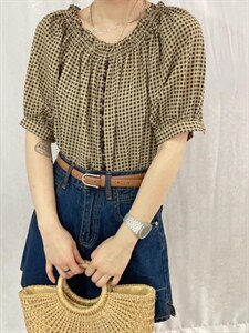 格子小衫，好看图片