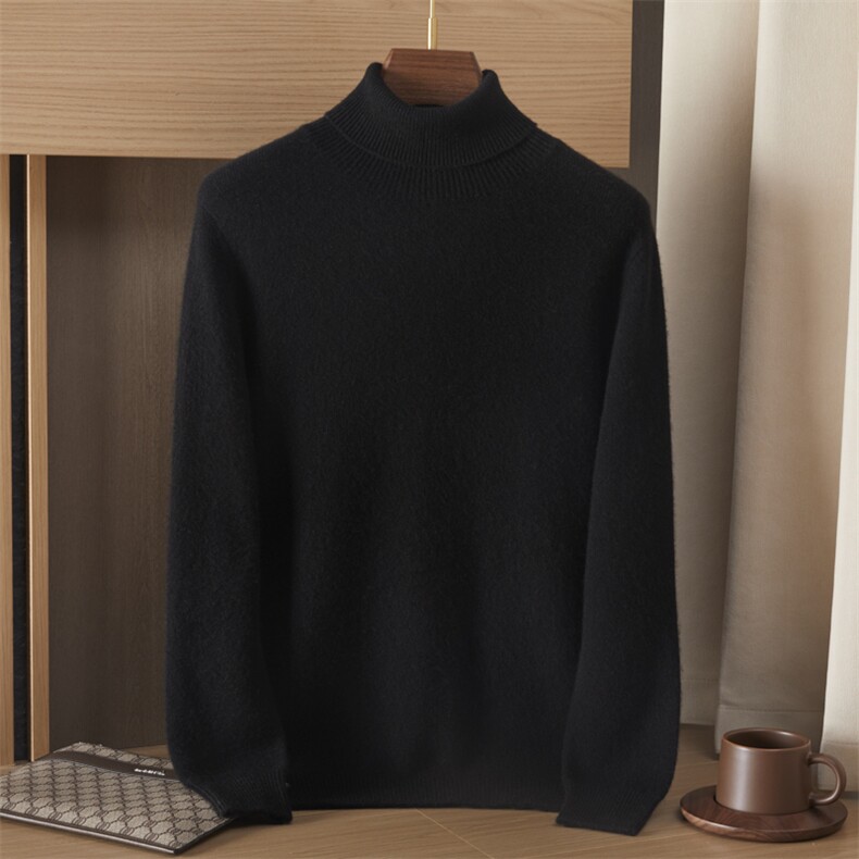 秋冬季高领毛衣男士翻领针织衫男毛衣35%羊绒，男装羊绒套衫，绒誉暖羊绒