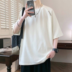 25163-特P50夏季短袖T恤男士新款ins潮牌简约宽松上衣服圆领图片