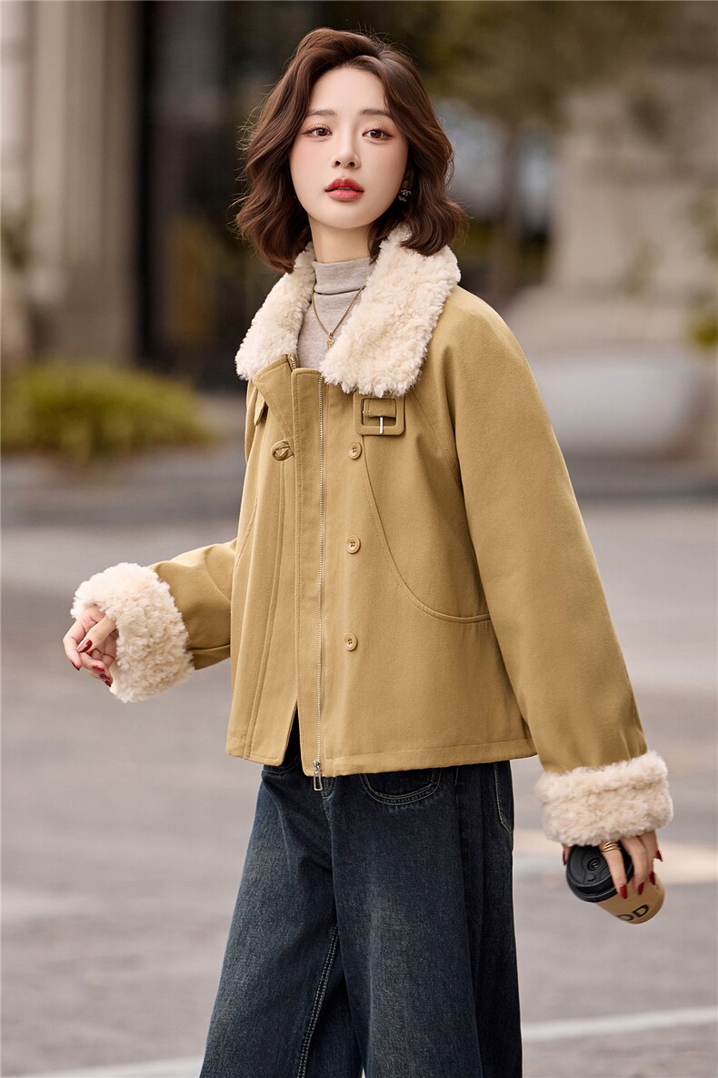 短款羽绒服女2025冬新款高级感巨好看宽松洋气拼毛加厚派克服外套,女装羽绒服,冬木谷雨