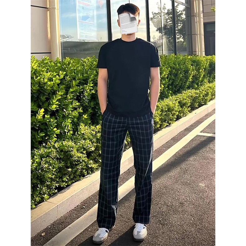 特批P40无差价网图夏季薄款格子裤微喇大码休闲裤男K5773,男装休闲裤,电商A001-1