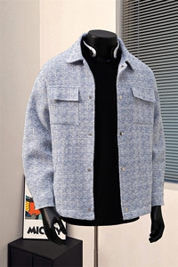 港风模特小香风金属按扣设计夹克男聚酯纤维JK77080P85控128图片