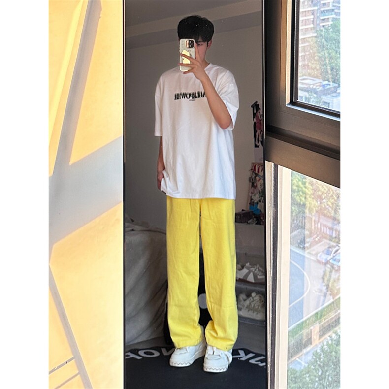 24年春夏季水洗高街vibe直筒宽松阔腿五色牛仔裤NZ2310-P55控78,男装牛仔裤,星座1002-1
