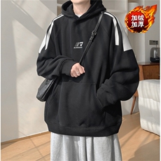 2024新款美式拼接印花连帽帽衫加绒卫衣街头宽松潮现货W8479-P58，男装卫衣，星座512-4
