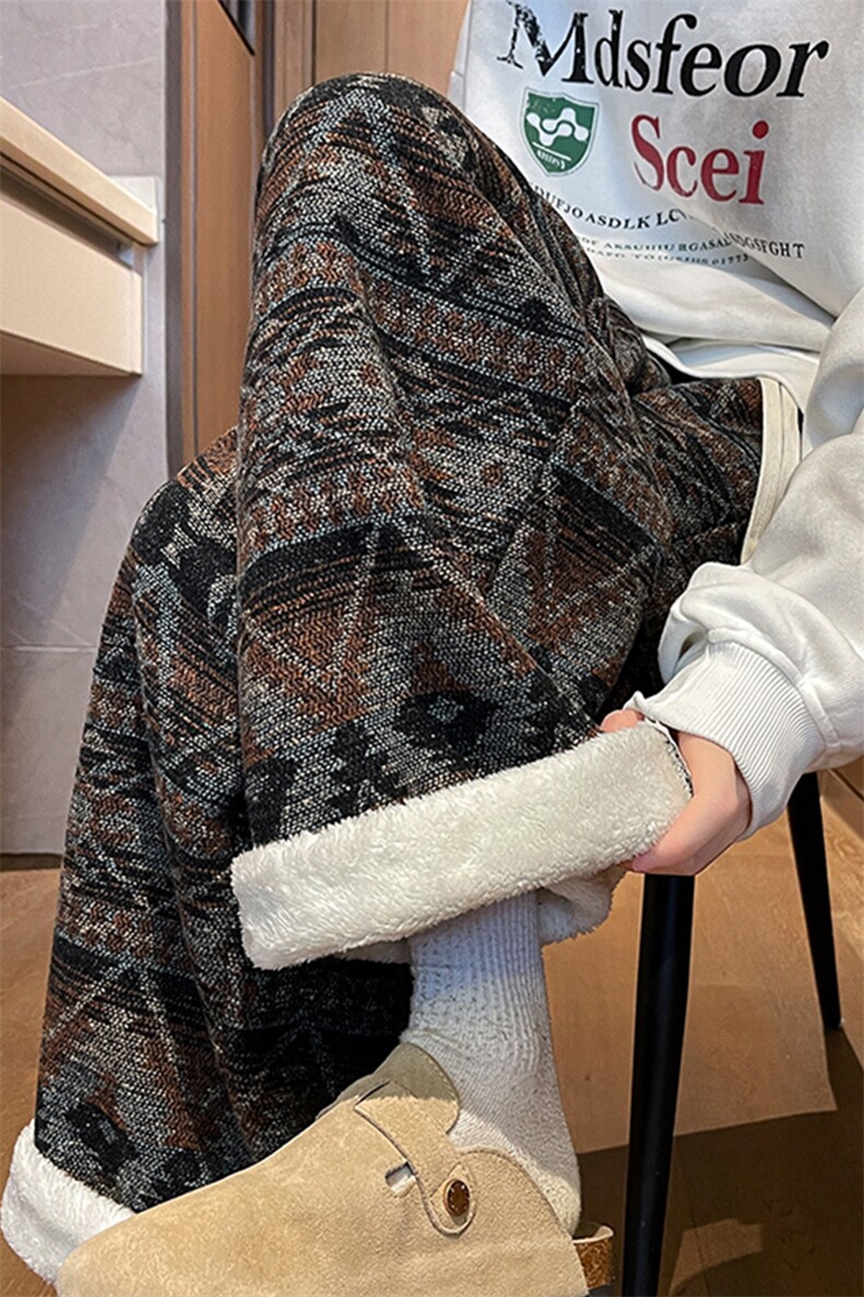 8XL-M羊羔绒裤子男冬季加绒加厚民族风重磅针织棉裤大码KZ023P78,男装民族服装,电商B312