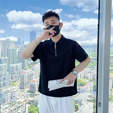 半拉链短袖t恤男polo衫夏季痞帅上衣2024新款高级感半袖T232，男装T恤，星座1116A-2（原606A-1）
