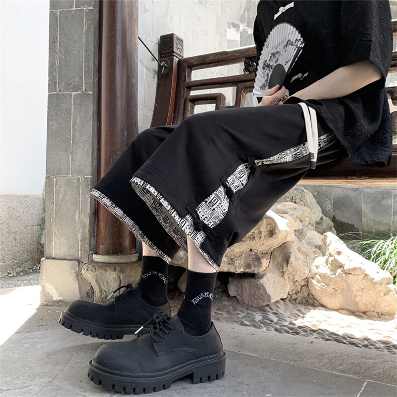 夏季新款潮牌针织休闲短裤男风宽松七分中裤908特P45控78,男装牛仔裤,电商C305A