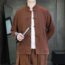 男士外套灯芯绒夹克盘扣立领唐装风XZ1512-2502单夹克-P80，男装夹克，星座1512