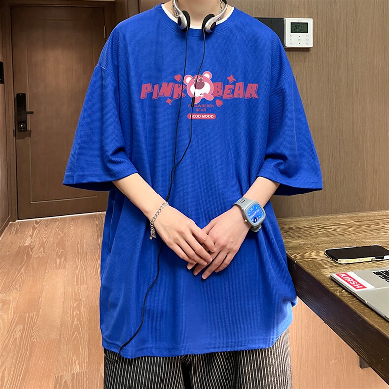 华夫格t恤男短袖男大码五分袖酒店风HT73329-P22,男装T恤,电商A040