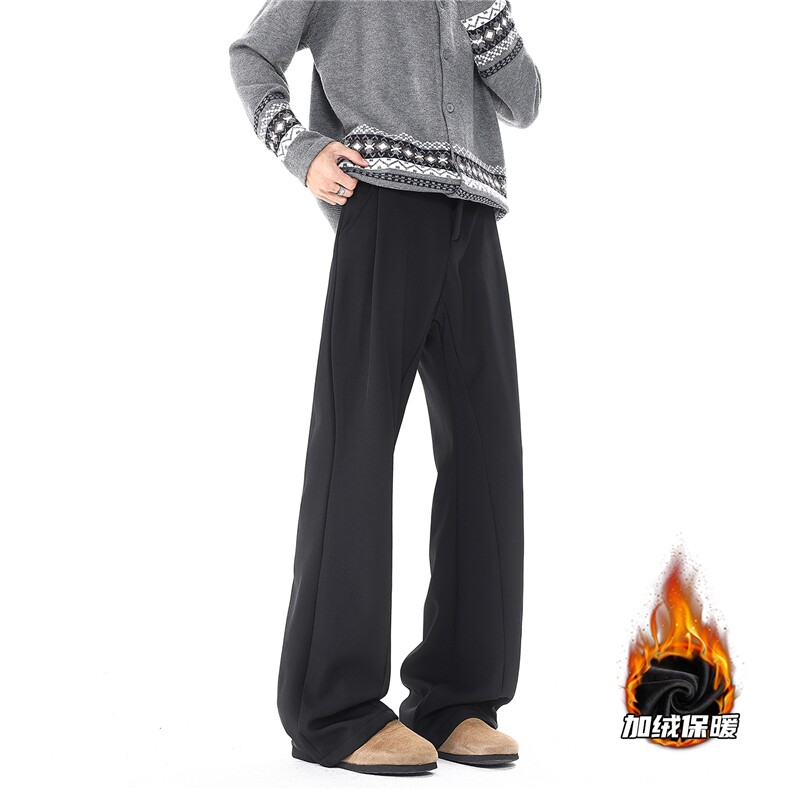 西裤垂坠感休闲西装裤子男cleanfit微喇裤弯刀直筒阔腿裤KZ064P50，男装西服套装，电商B312