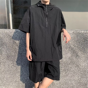 夏季新款宽松百搭运动套装男连帽短袖短裤两件套现货 W8240-P56图片