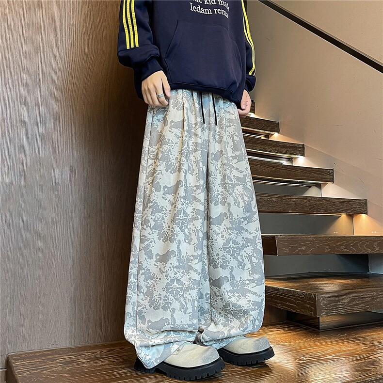 美式扎染灯芯绒裤子大码迷彩休闲裤运动卫裤直筒阔腿裤KZ1978/P55,男装休闲裤,电商B238