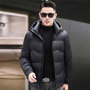 主推新款冬季连帽90绒子白鸭绒羽绒服外套中年男装加厚羽绒服夹克图片