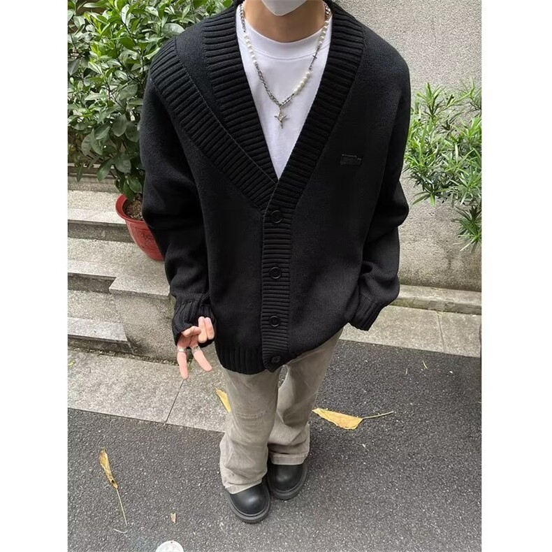 秋冬V领开衫毛衣外套男日系纯色休闲学生百搭痞帅针织衫YB14,男装针织衫/毛衣,星座1116A（原606A-3）