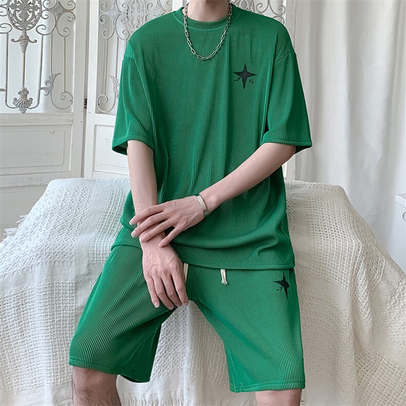 抖音品质现货港风宽松休闲透气大码运动套装XZ80010-P65,男装休闲套装,电商A042