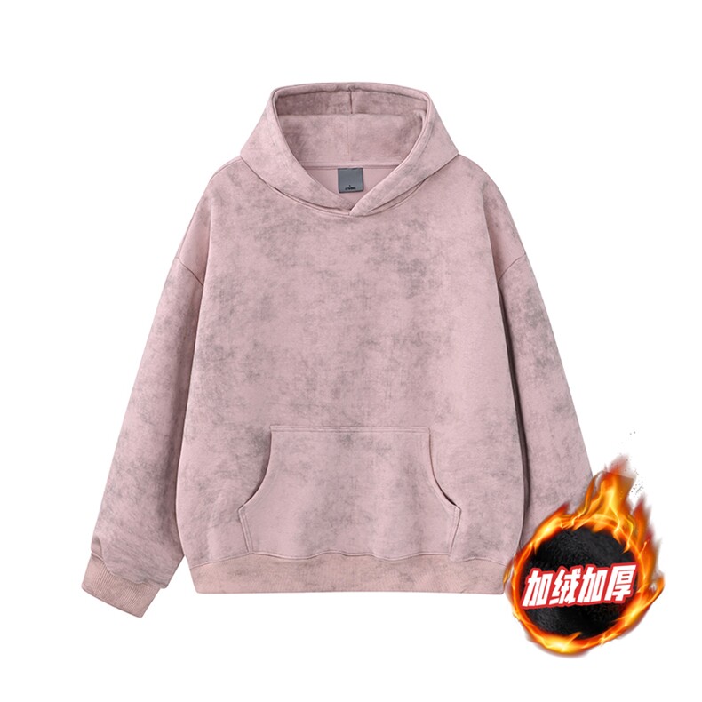 扎染连帽重磅无帽绳500克加绒奥粒绒水洗卫衣外套RH5304JR-P60，女装短外套，星座610B-1