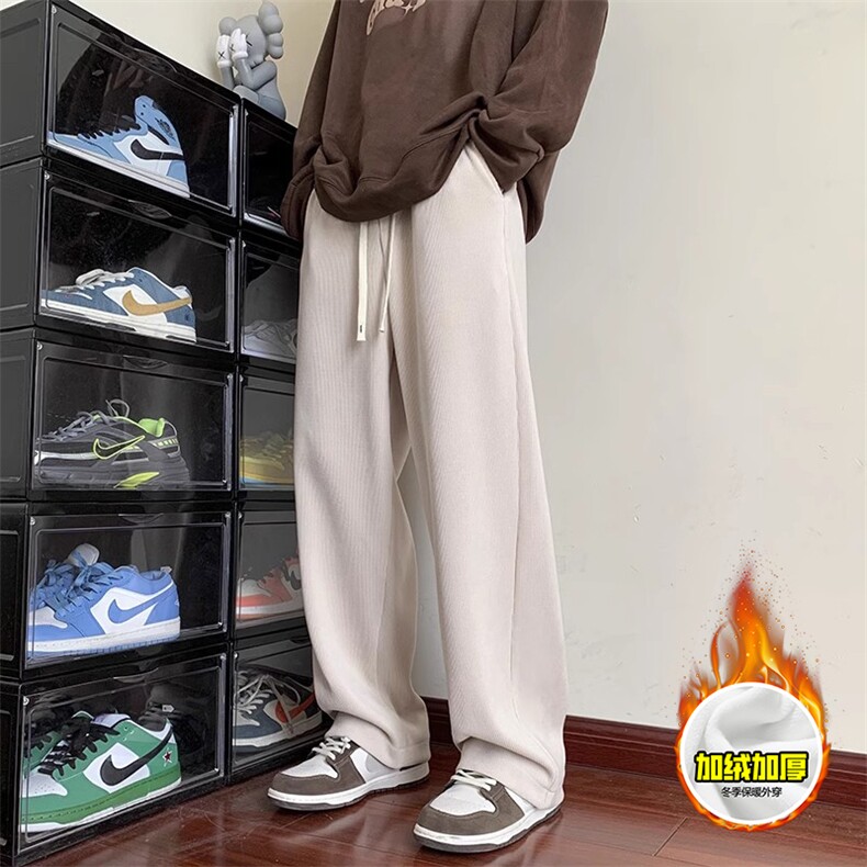 冬季美式高街加绒加厚男女休闲裤灯芯绒保暖直筒宽松阔腿长裤，男装棉衣，电商A486-1