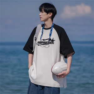 港风23新款夏季时尚百搭圆领卡通印花宽松短袖T恤DT6370P40控58图片