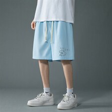 HD74092-P22华夫格短裤男大码宽松五分裤男直筒中裤，男装休闲裤，电商A040