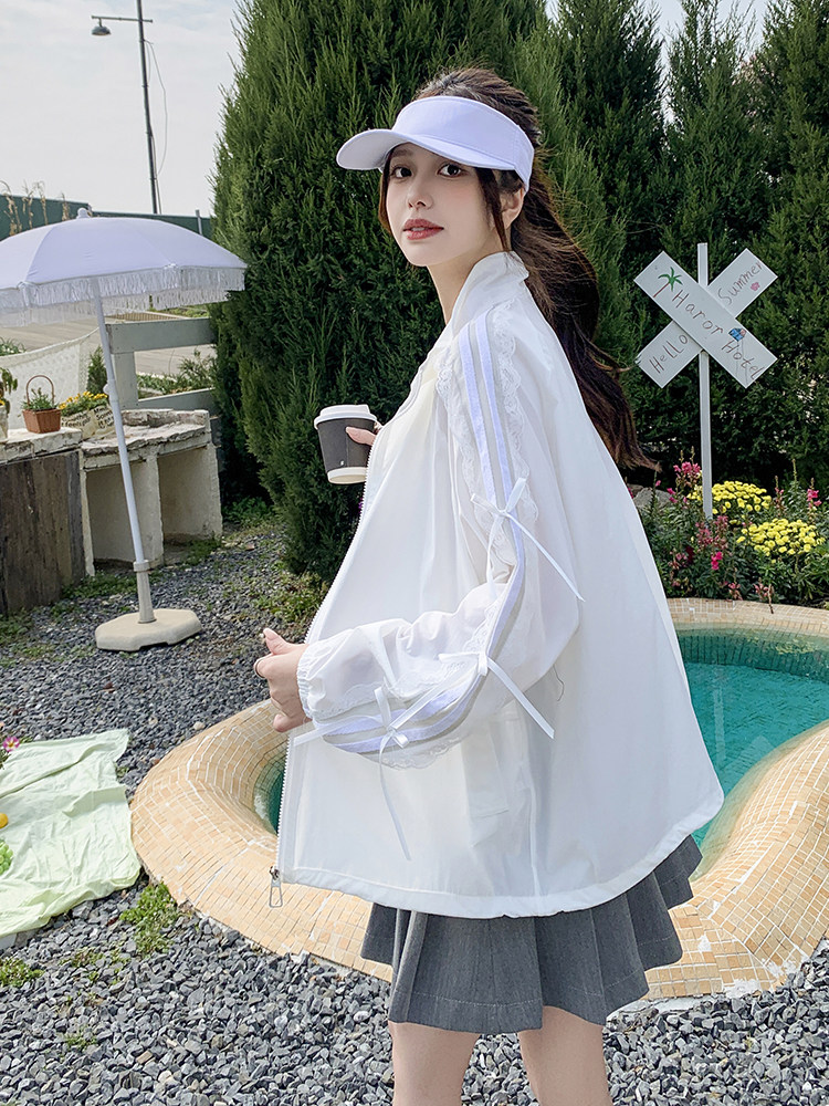 韩系设计感蕾丝防晒衣女轻薄透气夏季2025新款洋气减龄宽松防晒服,女装防晒衣,蝶眷