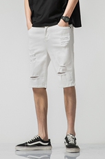 D012-P35日系无影墙牛仔裤破洞五分裤大码直筒宽松休闲，男装牛仔裤，星座103A