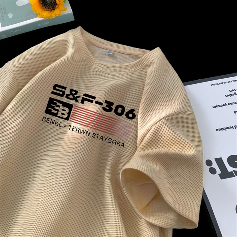 320g高克重磅藏青色新疆棉短袖T恤男纯棉三本针oversize半截袖夏,男装T恤,电商B367