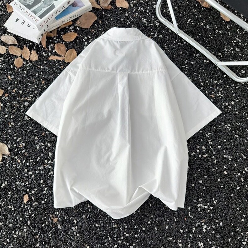 SEVP创意设计感花卉蜡笔手绘领带短袖衬衫男女趣味学院风涂鸦衬衣,男装工装外套,星座1013