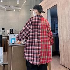 高品质秋款男长袖衬衫格子拼色休闲衬衣纯棉外套CS27P40，男装衬衫，星座1013-1