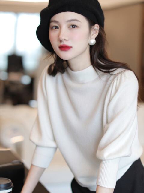 2025夏季时尚百搭气质烟囱领七分袖通勤薄款休闲，女装T恤，麦德绒