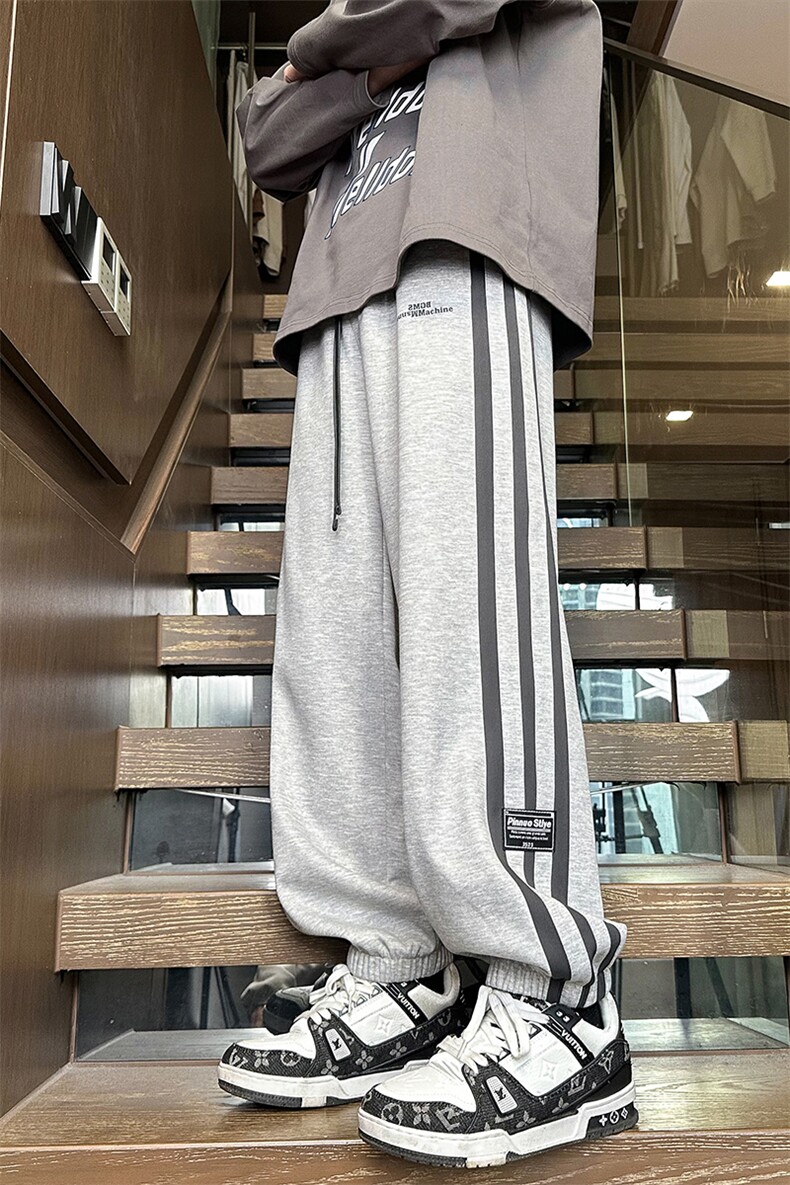 2024春季新款内景大码港风织带卫裤M-5XHK24089-P55,男装休闲裤,电商A022