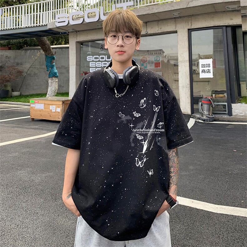 可48小时发货支持抖音得物来样二开 美式满天星亮片短袖T恤MTX642图片