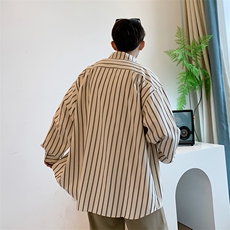 衬衫男长袖韩版潮流男休闲帅气春季男装修身条纹白衬衣CS031-P35，男装衬衫，星座308B-1