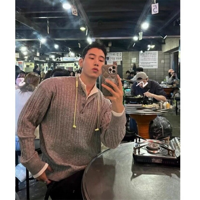 秋冬季新款麻花纹针织衫韩版宽松圆领套头纽扣毛衣男女潮,男装针织衫/毛衣,星座506A