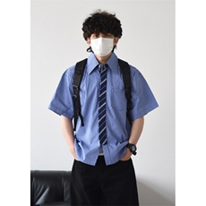 格纹假领带衬衫男女夏季短袖衬衣学院风情侣小众设计外套C2270，男装T恤，星座1116A（原606A-3）