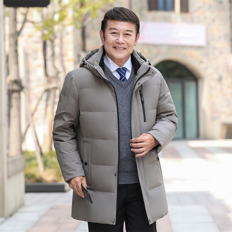 主推大货可拆卸帽中老年羽绒服外套男加厚爸爸装白鸭绒羽绒服大衣,男装羽绒服,钱塘723