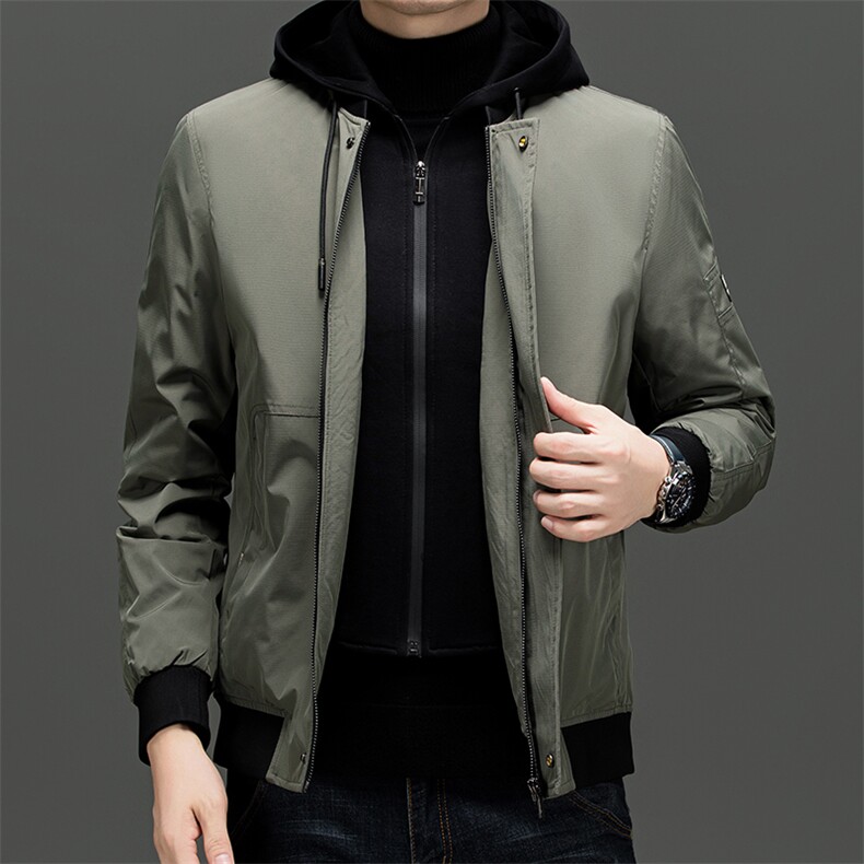 中年爸爸冬季新款羽绒服中老年男士加厚外套保暖可拆卸连帽防寒服图片