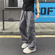 美式贴标设计感休闲裤男小众直筒工装裤冲锋裤，男装工装外套，星座310A-4
