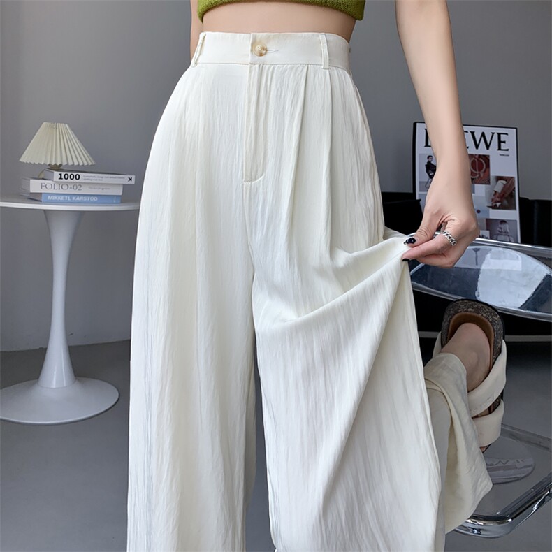 天丝阔腿裤女2024新款冰丝休闲棉麻高腰薄款窄版西装山本裤女，女装休闲裤，梦白服饰厂