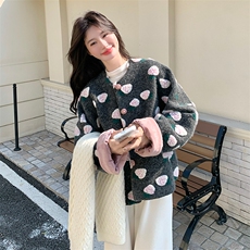 灰色立体花朵毛呢外套女2025冬季新款韩系高级感气质加厚呢子上衣，女装派克服，2D034