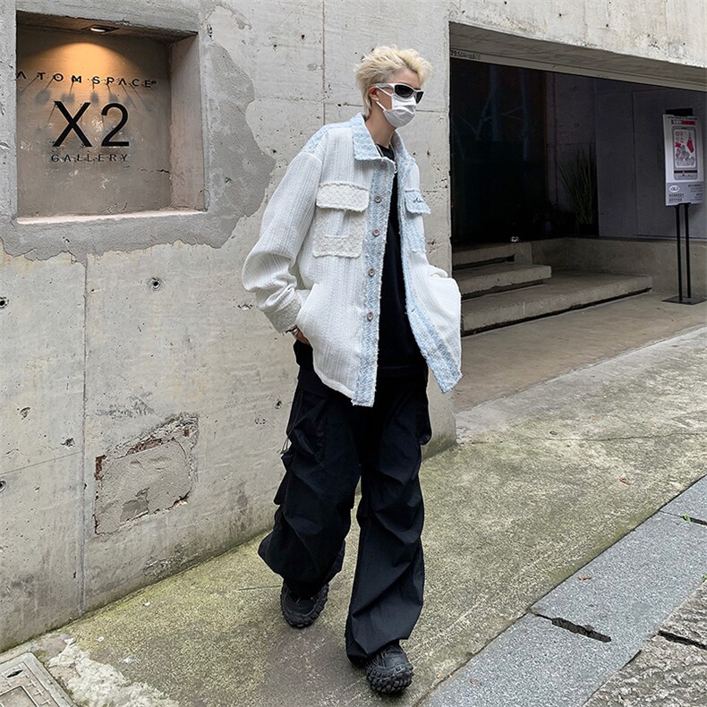 美式复古小香风拼接外套男女2023年春秋设计感小众夹克JK0738-P93,男装夹克,星座308B-1