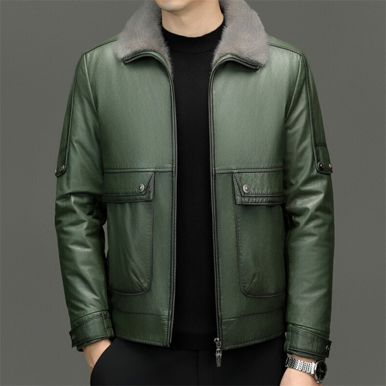 BG23007冬季新款男士真皮头层牛皮貂皮大衣男装皮夹克水貂内胆图片