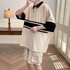 夏装新款潮简约时尚Polo衫宽松运动短袖套装男女6627-P65控价88，男装Polo衫，电商A441-1