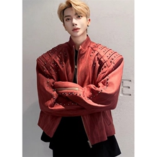 黑色垫肩机车服皮衣外套男模穿搭金属铆钉美式飞行夹克JS1048，男装夹克，星座1116A（原606A-3）
