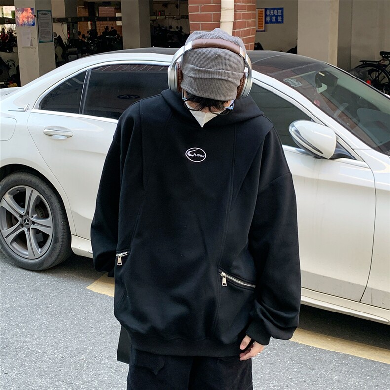 2026春装华棉双拉链刺绣连帽大码卫衣潮外套W56680/特P45黑的,女装短外套,电商A094