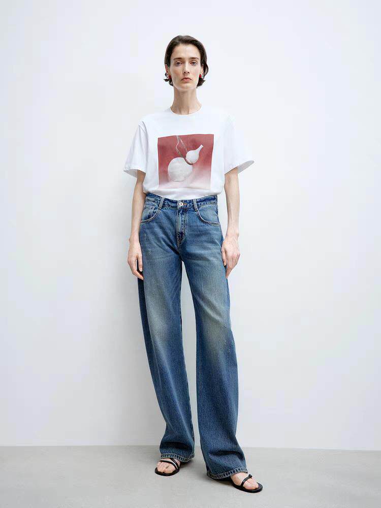T恤女2025春季新款中式葫芦印花纯棉短袖上衣,女装T恤,泰合衣坊