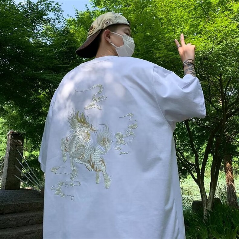 短袖t恤男夏季美式复古潮牌ins百搭舒适青少年潮风半袖图片