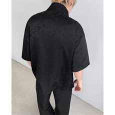 新中式暗纹短袖衬衫男款夏季宽松潮牌风痞帅衬衣外套CY1184-P43，男装T恤，星座412-3