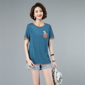 2021新款大码女装宽松显瘦短袖T恤夏季时尚百搭上衣,女装大码女装,秋牧寒烟